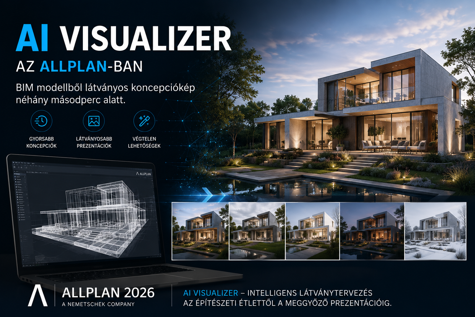 AI Visualizer az ALLPLAN-ban - AI látványtervezés BIM modellből
